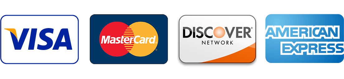 Visa, Mastercard, Discover, American Express